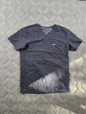 Figs Leon Three-Pocket Scrub Top Mens Extra Small Gray Medical Nurse Wear